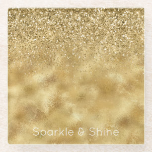 Gold Glitter Sparkle Glass Coaster
