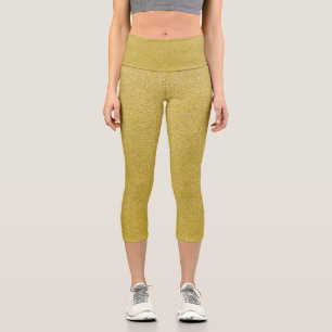 Gold Glitter, Sparkle, Glitter Background Capri Leggings