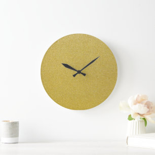 Gold Glitter, Sparkle, Glitter Background Large Clock