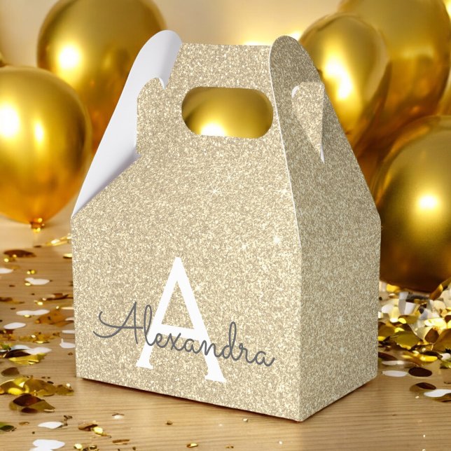 Gold Glitter & Sparkle Monogram Favour Box (Creator Uploaded)