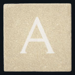 Gold Glitter & Sparkle Monogram Stone Coaster<br><div class="desc">Gold Faux Glitter and Sparkle Elegant Stone Tile. These Stone Tiles can be customised to include your initial and first name.</div>