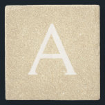 Gold Glitter & Sparkle Monogram Stone Coaster<br><div class="desc">Gold Faux Glitter and Sparkle Elegant Stone Tile. These Stone Tiles can be customised to include your initial and first name.</div>