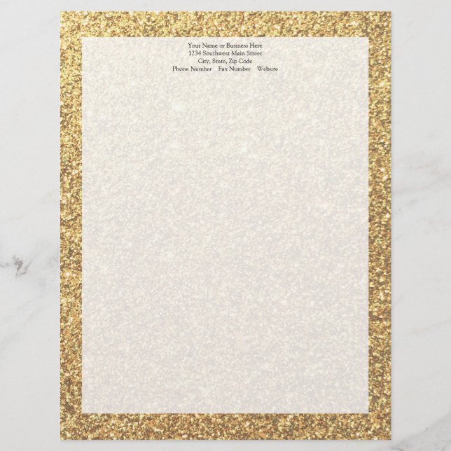Gold Glitter Sparkle Pattern Background Letterhead (Front)