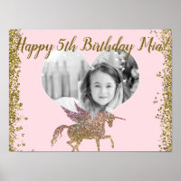 Gold Glitter Sparkle Unicorn Photo Birthday Party