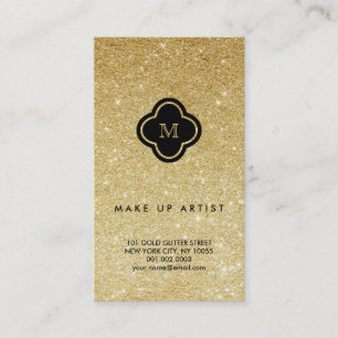 Gold Glitter Sparkles Chic Quatrefoil Profile Card