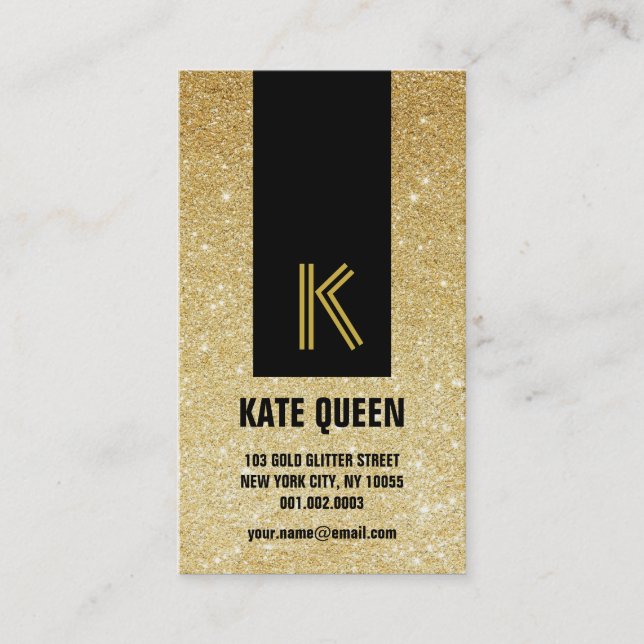 Gold Glitter Sparkles Modern Hip Chic Profile Card (Front)