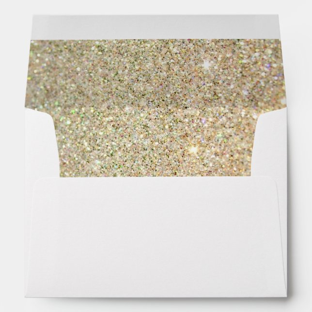 Gold Glitter Sparkles Pink Floral Wedding 5x7 Envelope (Back (Bottom))