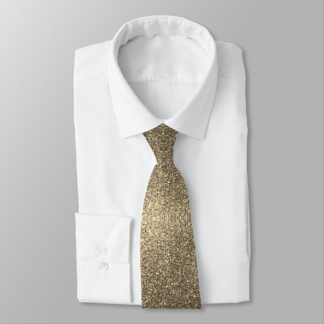 Gold Glitter Sparkles Professional Groom Best Man Tie (Tied)