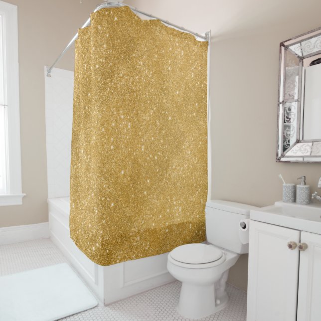 Gold Glitter Sparkles Shower Curtain (In Situ)