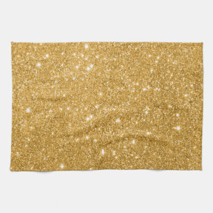 Gold Glitter Sparkles Tea Towel