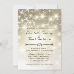 Gold Glitter Sparkles Wedding Invitation