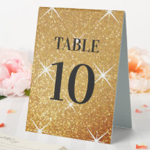 Gold glitter sparkling custom table number wedding