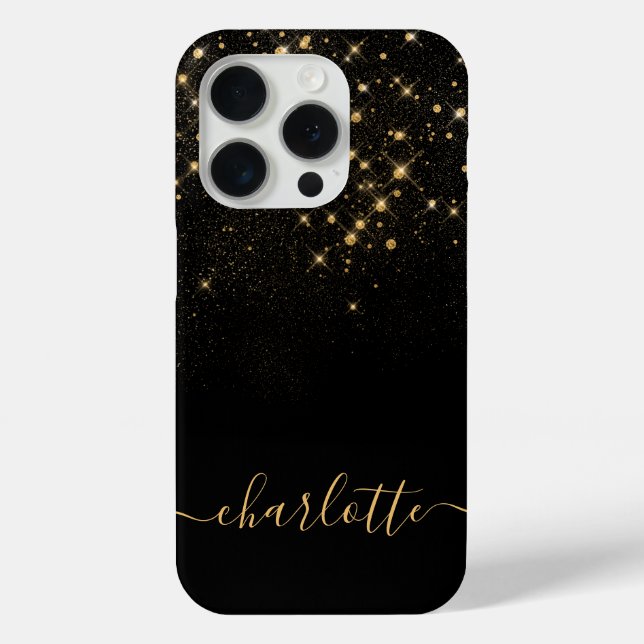 Gold Glitter Sparkling Elegant Glamourous Script Case-Mate iPhone Case (Back)