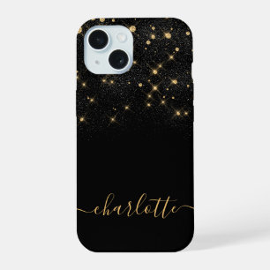 Gold Glitter Sparkling Elegant Glamourous Script iPhone 15 Case