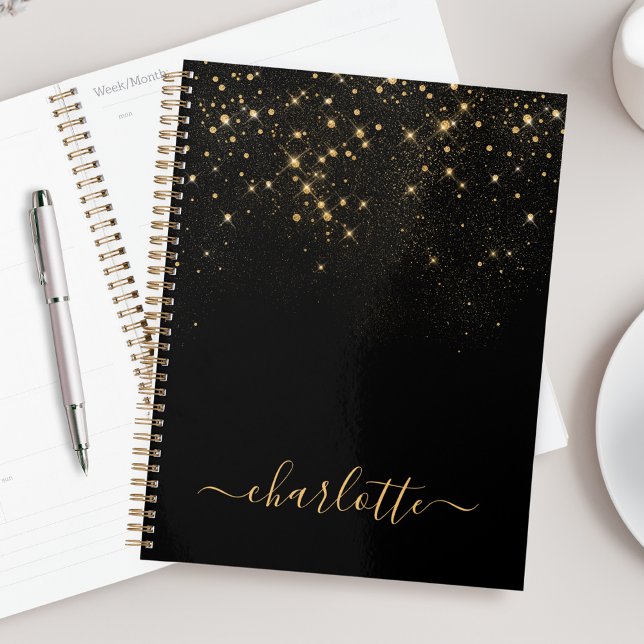 Gold Glitter Sparkling Elegant Glamourous Script Planner (Creator Uploaded)