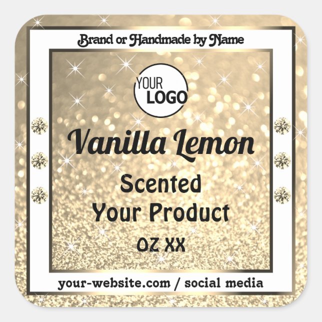 Gold Glitter Sparkling Jewels Product Labels Logo (Front)