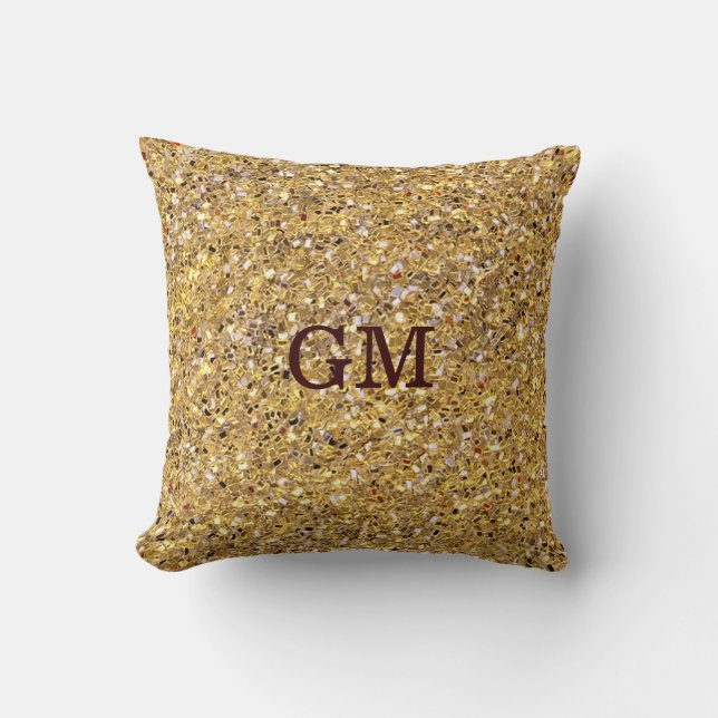 Gold Glitter Sparkling Mosaique Cushion (Front)
