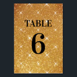 Gold glitter sparkling wedding table number card<br><div class="desc">Gold glitter glamourous wedding table number card. Custom table signs for party seating and more. Beautiful golden colour table decor for classy wedding reception. Help quest find their table and seats quickly. Trendy table decor and decorations. Elegant typography template with stylish lettering. Faux glittery sparkles print with elegant numbering. Double...</div>