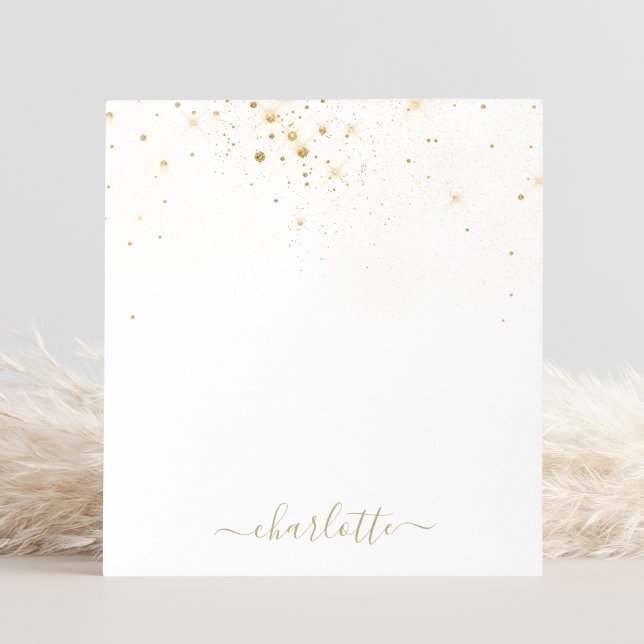 Gold Glitter Sparkly Elegant Glamorous Script Notepad (Creator Uploaded)