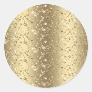 Gold Glitter Sparkly Golden Blank Classic Round Sticker