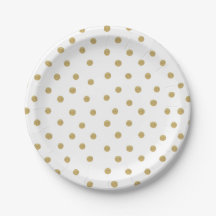 Gold Glitter Spots Paper Plate