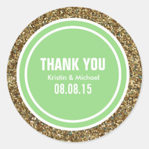 Gold Glitter Spring Green Custom Thank You Label