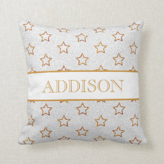 Gold Glitter Star Monogram Pillow