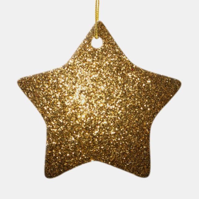 Gold Glitter Star Ornament (Front)