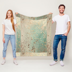 Gold Glitter Stardust on Sea Green Whimsical Fleece Blanket