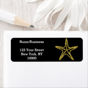Gold Glitter Starfish Custom Return Address Label