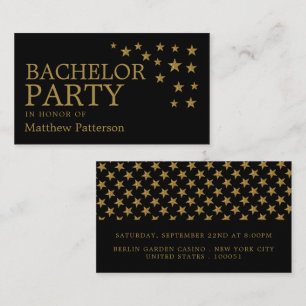 Gold Glitter Stars, Bachelor Party Invitation