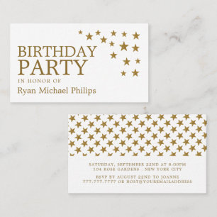 Gold Glitter Stars, Birthday Party Invitations