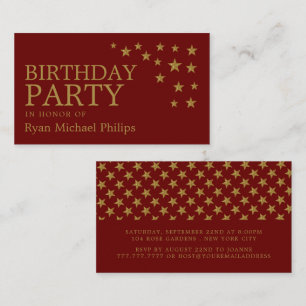 Gold Glitter Stars, Birthday Party Ticket
