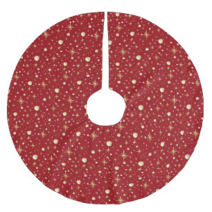 Gold glitter stars, blue and gold, brushed polyester tree skirt