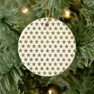Gold glitter stars ceramic ornament
