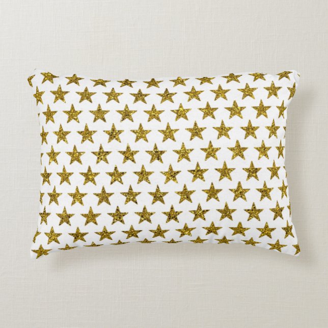 Gold glitter stars  decorative cushion (Front)