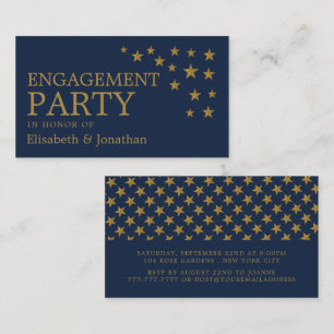 Gold Glitter Stars, Engagement Party Invitation