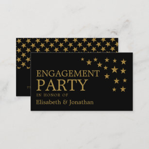 Gold Glitter Stars, Engagement Party Ticket Invite