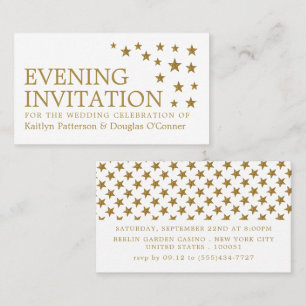 Gold Glitter Stars, Evening Event Ticket Invite