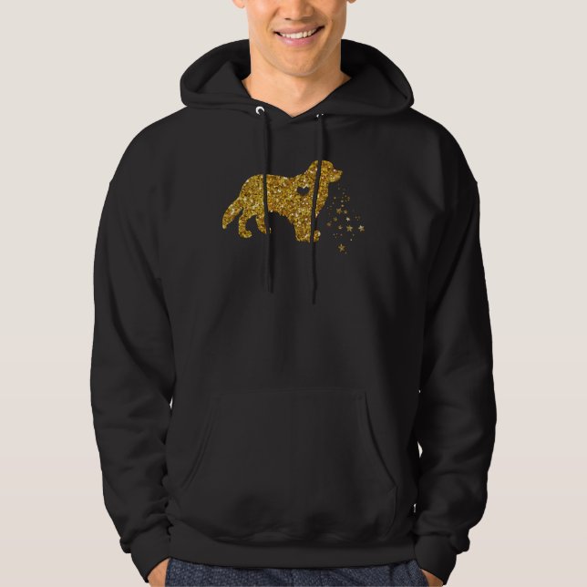 Gold Glitter Stars Labrador Hoodie (Front)