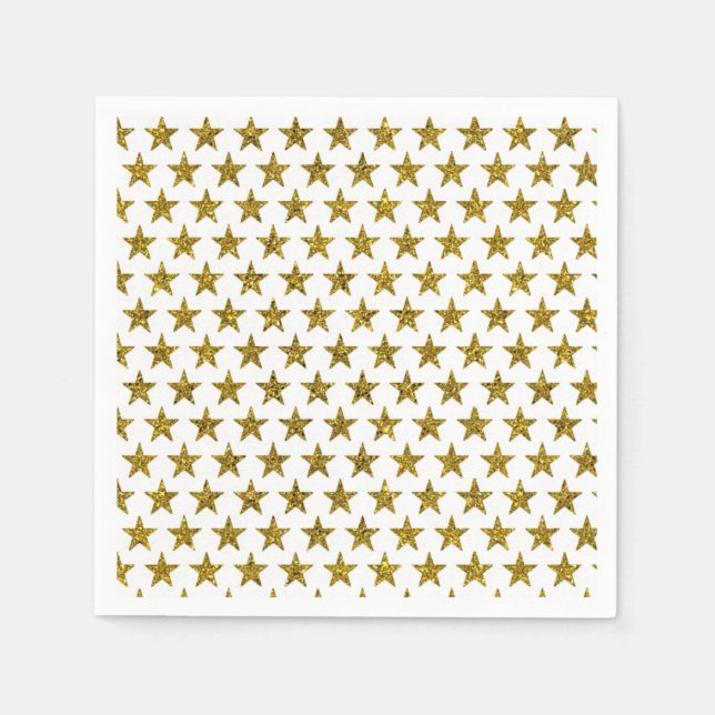 Gold glitter stars  napkin (Front)
