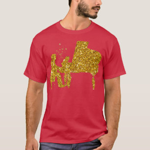 Gold Glitter Stars piano player  T-Shirt