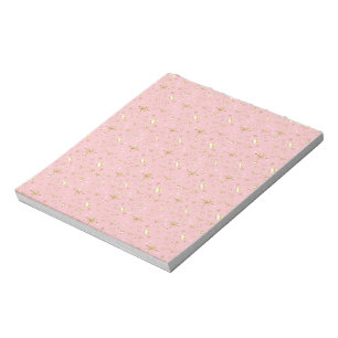 Gold glitter stars, pink and gold notepad