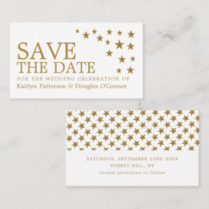 Gold Glitter Stars, Save The Date Card