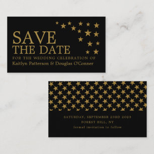 Gold Glitter Stars, Save The Date Card