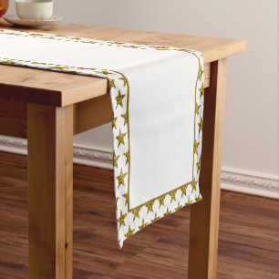 Gold glitter stars short table runner