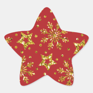 Gold Glitter Stars & Snowflakes Star Sticker