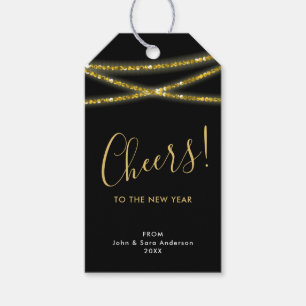 Gold Glitter Strings Cheers to the New Year Gift Tags