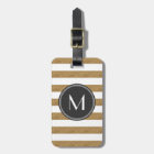 Gold Glitter Striped Black Monogram