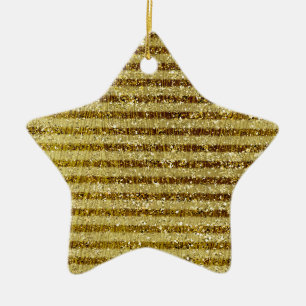 Gold Glitter Stripes Ceramic Tree Decoration